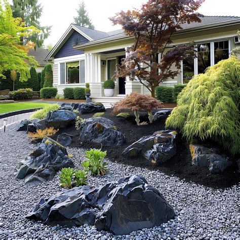 black_rock_landscaping_ideas_front_yard 3 | Black rock landscaping ...