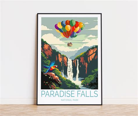 Paradise Falls Poster, Waterfall Print, National Park Travel Poster ...