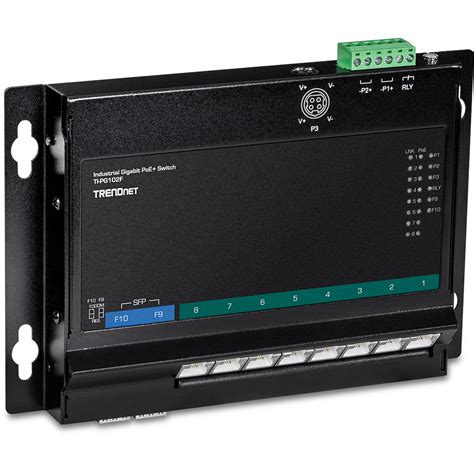 TRENDnet 10-Port Industrial Gigabit PoE+ Wall-Mounted Front Access ...