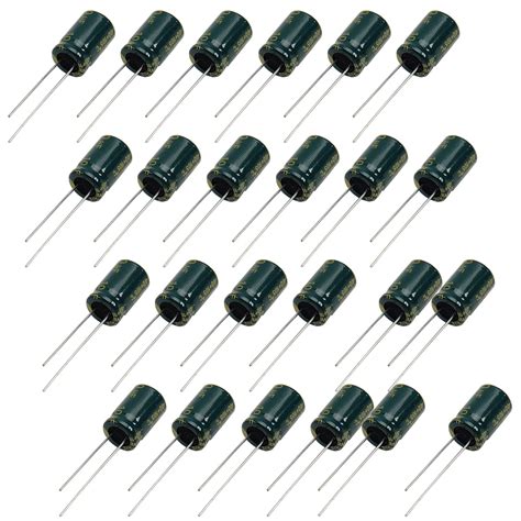 Fielect 50pcs Aluminum Radial Electrolytic Capacitor Low ESR Green 10uF ...
