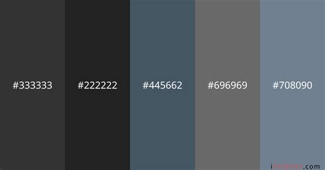 Obsidian Color Palette and colors #333333 #222222 #445662 #696969 ...