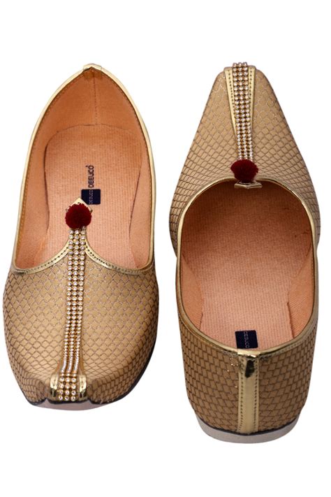 DEEUCO Men's Ethnic Golden Wedding and Sherwani Jutti, Mojari