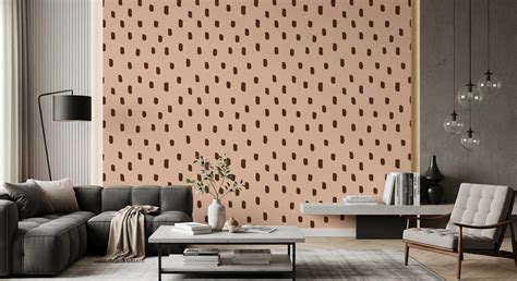 Mid Mod Wildflower Dots Wallpaper in Pink Brown Tones