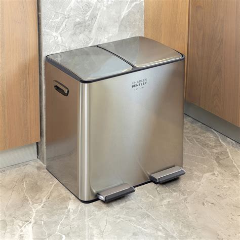 Double Compartment Stainless Steel Kitchen Bin