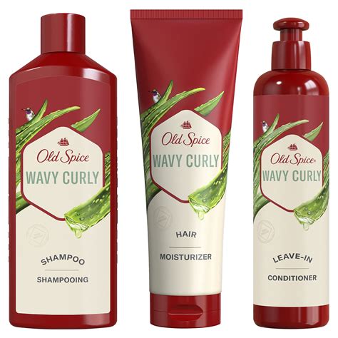 Old Spice Men's Wavy Curly Hair Care Set - Shampoo, Conditioner & Leave ...