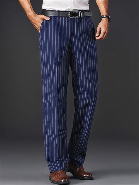 Men's Trousers Dress Pants Suit Pants Pocket Stripe Straight Leg Plain ...