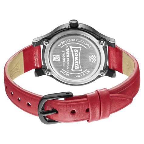 Buy Online Sonata Play Black Dial Women Watch With Leather Strap ...