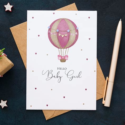 Birth Card Girl Card A6 Hello Baby Girl Baby Gift Card Printable Baby ...