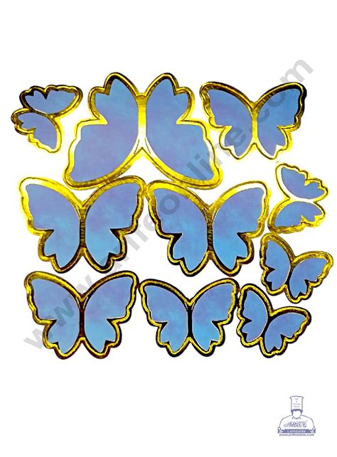 CAKE DECOR™ 10 pcs Blue Watercolor Theme Butterfly Paper Topper For Ca ...