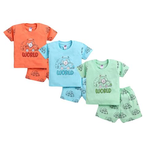 Buy Hopscotch Baby Boys Cotton Short Sleeves Printed Short Set in Multi ...