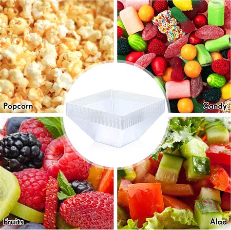 Buy Gandeer 12 Pack Clear Plastic Square Serving Bowl Disposable Small ...
