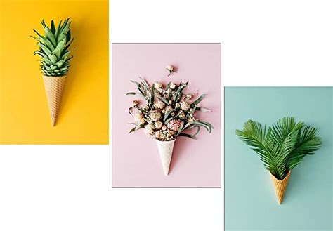 SAF paintings Pretty Flower and Leaf in Cone Pot 3 Piece UV Textured ...