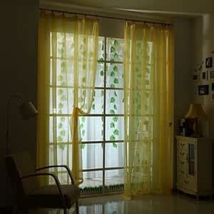 Yellow : Translucent Sheer Tulle Voile Organdy Curtain Drape Wedding ...