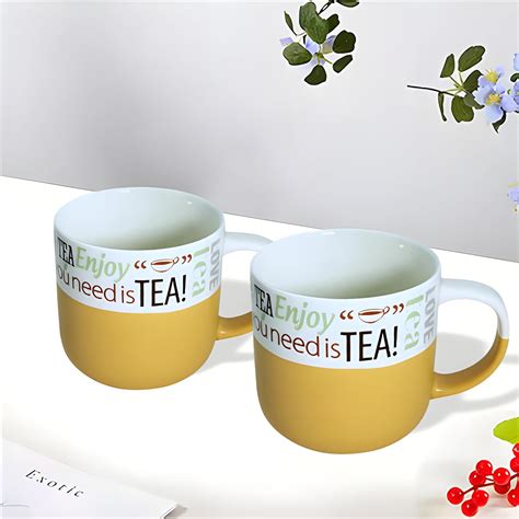 Lemon Tree Mustard 2-Piece Porcelain Tea Mug Set – Elegant Matte Finis ...