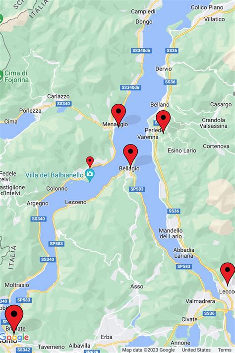 Map lake como