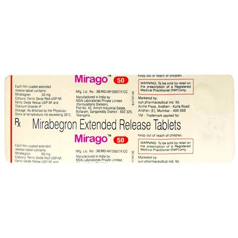 Mirago 50 Tablet | Uses, Side Effects, Price | Apollo Pharmacy