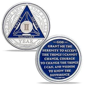 2 Year Original Triangle Sobriety Coin Set | Silver Roman Numeral AA ...