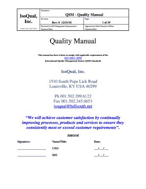 Quality Manual Pdf - Fill and Sign Printable Template Online