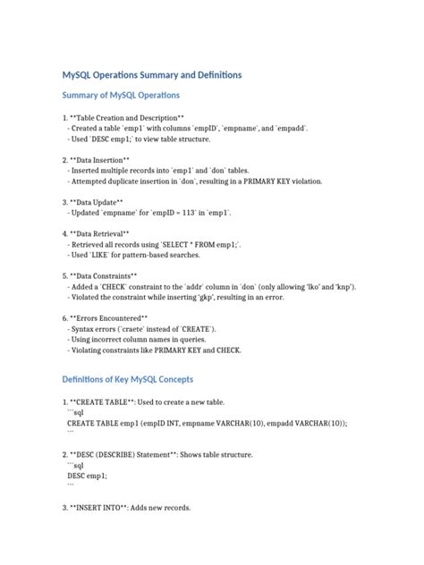 Image result for MySQL Summary