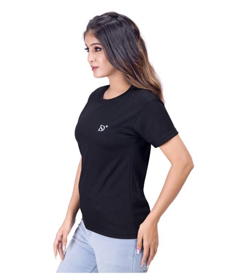 Products Details - Divinestar Women Black Neck T-shirt | forvision