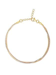 ZAVYA 925 Sterling Silver Minimal Triple Tone Plating Chain Bracelet ...