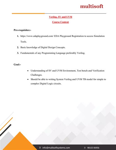Verilog, SV and UVM _Course Content.pdf