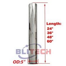 Buy 5 inch Chrome Exhaust Pipe Truck Stack Pipe 5 OD x 24 36 48 60 inch ...