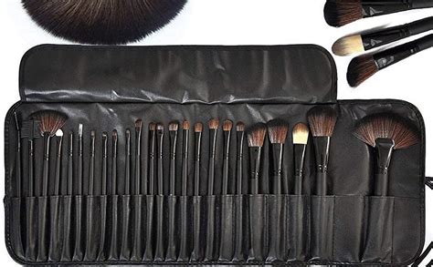 Rsentera Soft Bristle Makeup Brush Set With Pu Leather Case - Black, 24 ...
