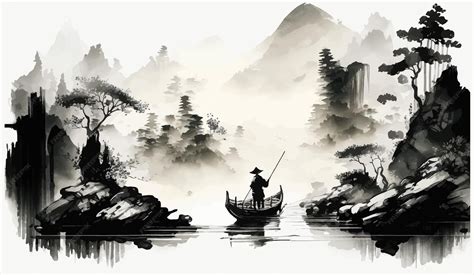 Japanese Landscape Ink Painting