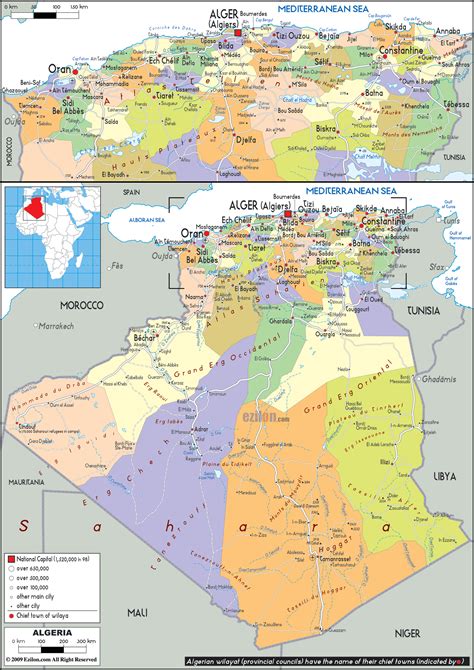 Large detailed road and administrative map of Algeria. Algeria large detailed road and ...