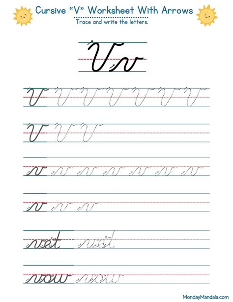 10 Cursive V Worksheets (Free Letter Writing Printables)