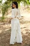 Buy Ivory Linen Square Neck Puff Sleeve Top And Pant Set For Women by ...