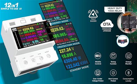 EuroControls EVPSMART+ 100A 2p with WiFi IOT Voltage Current Protector ...