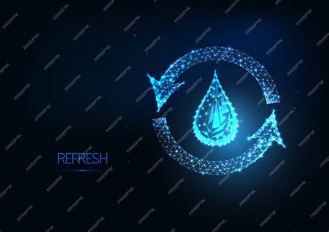 Futuristic water recycling, refresh concept with glowing low polygonal ...
