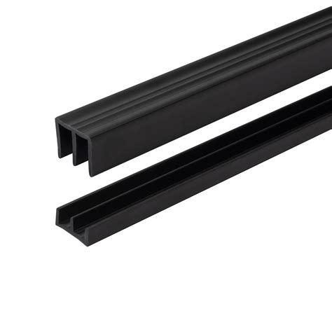 Buy 4 Ft. Long Black Plastic Sliding Door Track Set for 1/4" Thick ...