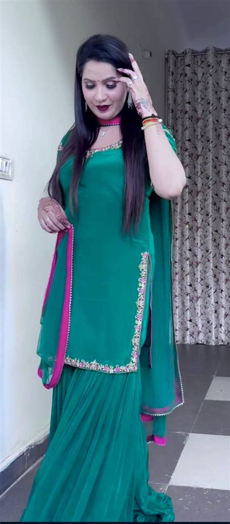 New Green Silk Sharara set -NF-1237 – mahir fab