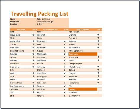 Packing List Sample 的图像结果