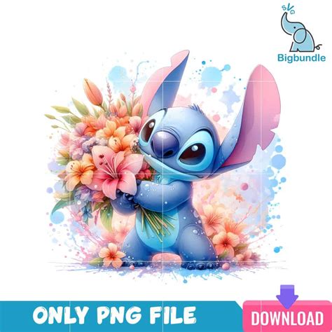 Stitch Flower Lilo And Stitch PNG - BigBundleSVG