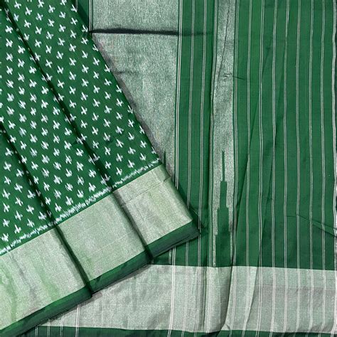 Bottle Green rain Drop Mofits Silk Saree – Ikkat Time