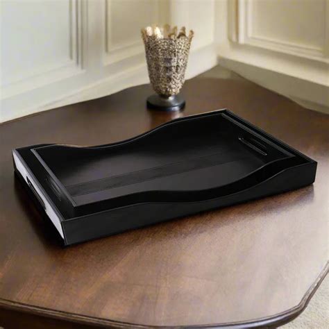 Rectangle Serving Tray Set of 2 | Black | Wave