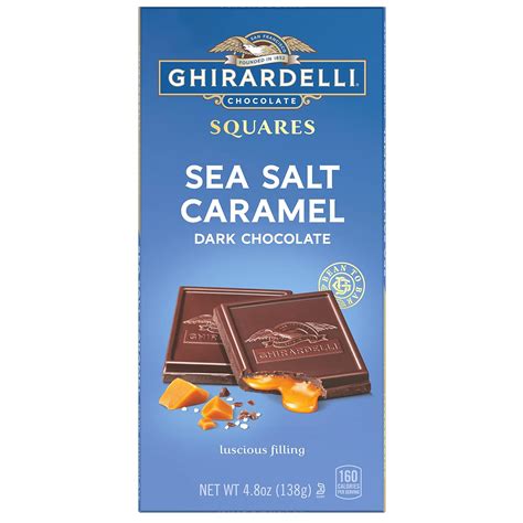 GHIRARDELLI Sea Salt Caramel Dark Chocolate Squares Bar, 4.8 Oz Bar ...
