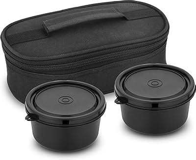 Buy Bowl Fiery Stainless Steel Lunch Box with Bag Black Set of 2 (400 ...