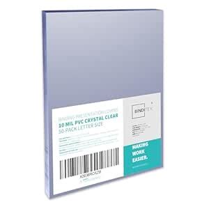 Binditek 50 Pack 10mil PVC Binding Presentation Covers,Clear Binding ...