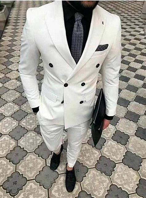 Buy Botong Men's Double Breasted Notch Lapel Suit Slim Fit Wedding ...