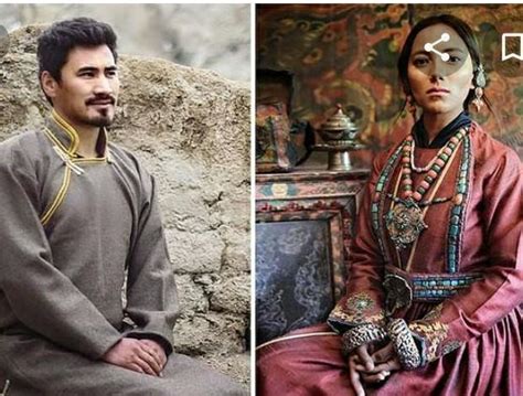 Sketch some people wearing traditional clothes of Ladakh holding ...