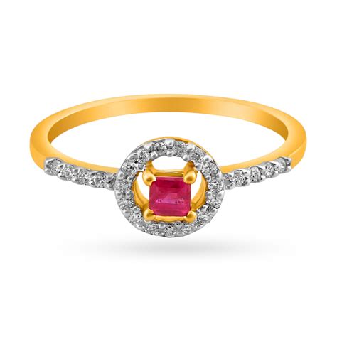 Ruby Studded Diamond Finger Ring