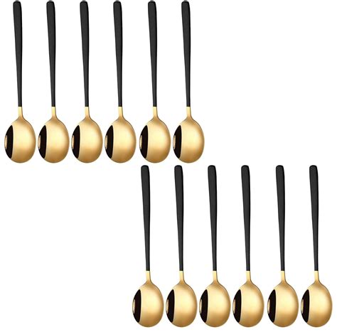 Buy WOODTULA 12 Gold Stainless Steel Spoons - Tableware Spoons ...