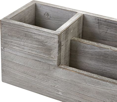 Buy MyGift Rustic Whitewashed Gray Wood Desktop Pencil Cup/Pen Caddy ...