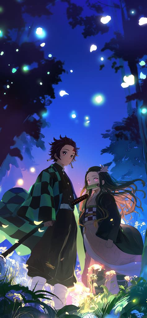 Demon Slayer Tanjiro Nezuko Forest Glow Wallpapers - Anime Vibes
