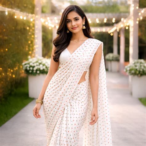 Polka Dot Pure Georgette Saree | Elegant Tricolour Design – Luv My India